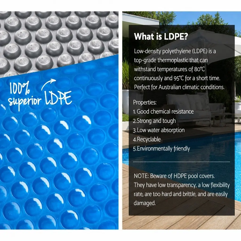 Pool Cover 500 Micron 10.5x4.2m Blue with Aluminium Roller Kit