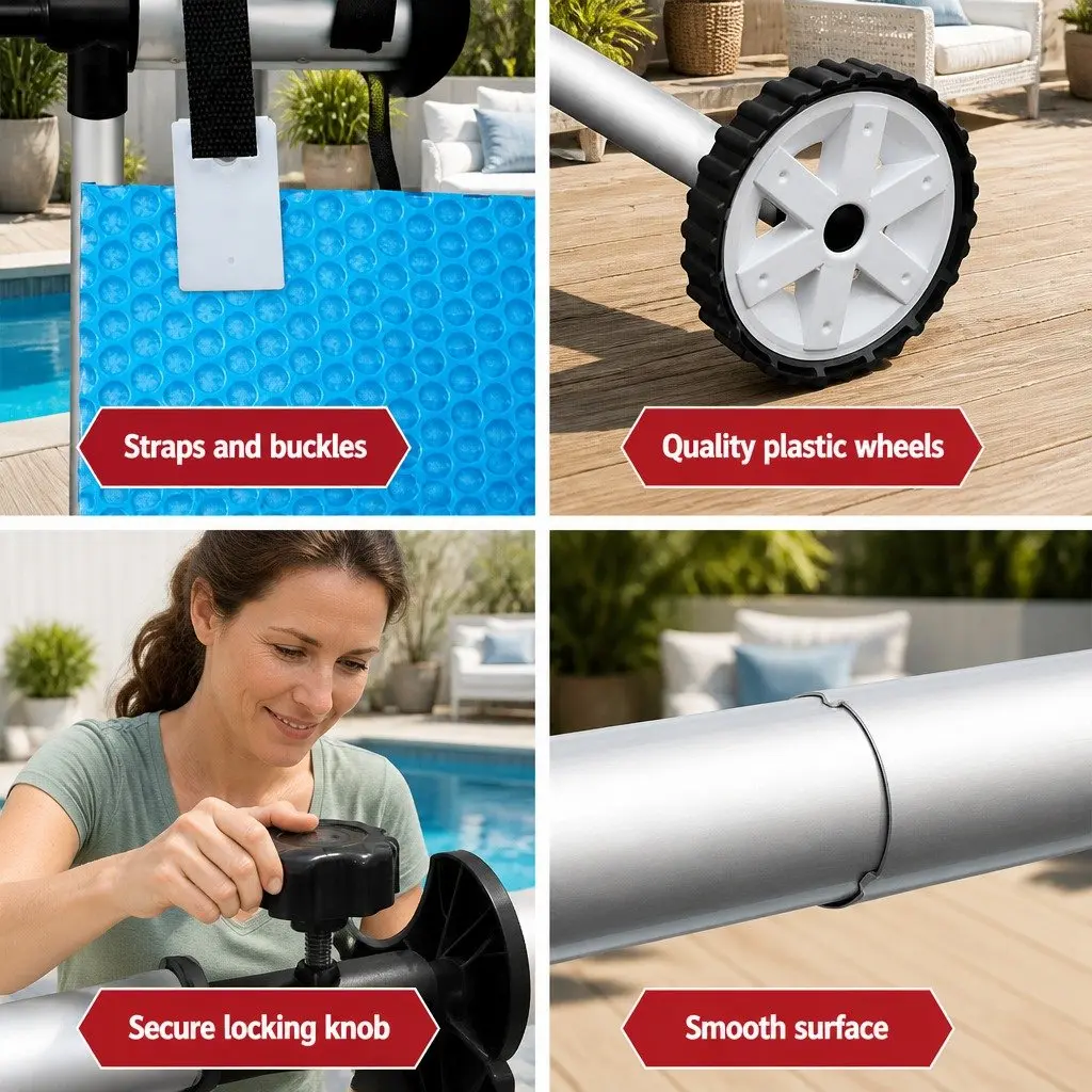 Pool Cover 500 Micron 10.5x4.2m Blue with Aluminium Roller Kit