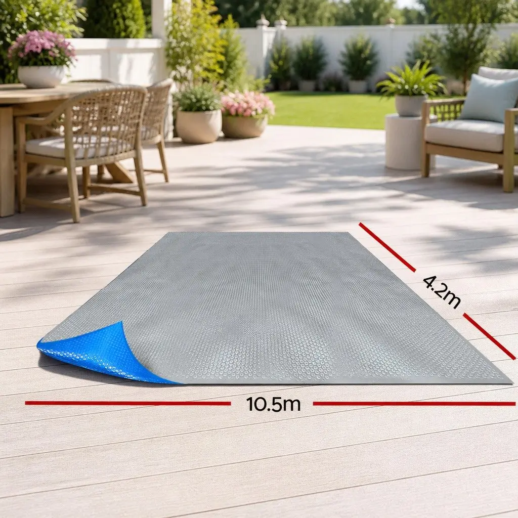 Solar Pool Cover 10.5x4.2m 500 Micron Bubble Blue Silver Isothermal Swimming