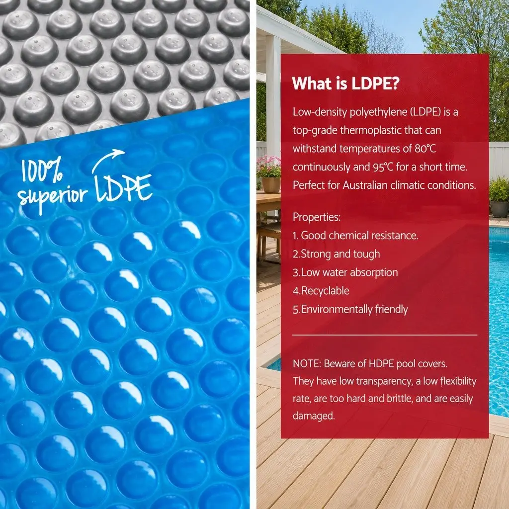 Solar Pool Cover 10.5x4.2m 500 Micron Bubble Blue Silver Isothermal Swimming