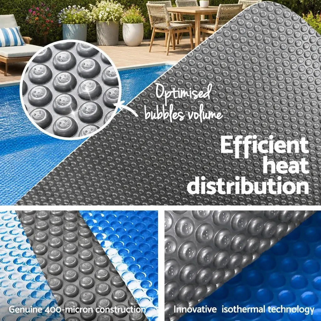 Solar Pool Cover 10.5x4.2m 500 Micron Bubble Blue Silver Isothermal Swimming