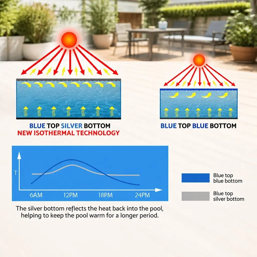 Solar Pool Cover 10.5x4.2m 500 Micron Bubble Blue Silver Isothermal Swimming