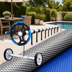 Solar Pool Cover 10.5x4.2m 600 Micron Heat Blanket with Aluminium Roller System