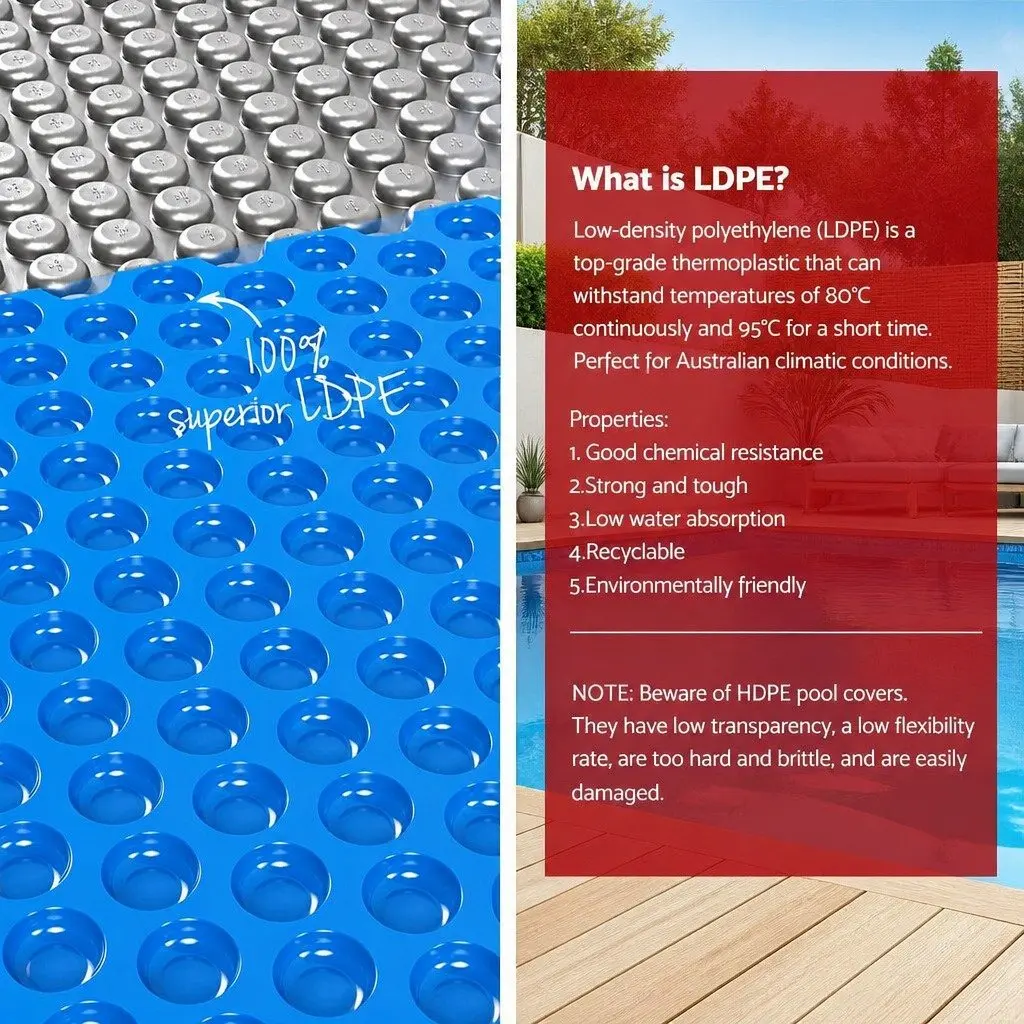 Solar Pool Cover 10.5x4.2m 600 Micron with Aluminium Roller 5.55m