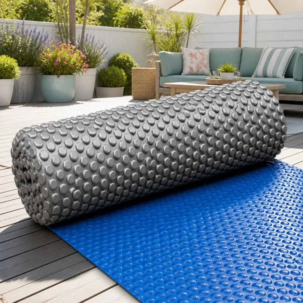 Solar Pool Cover 600 Micron Bubble Heat Blanket Blue Silver 10.5m x 4.2m
