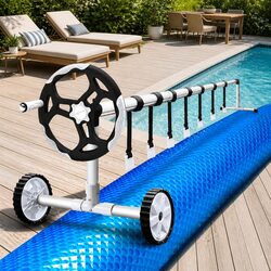 Practical Solar Pool Cover and Roller for Everyday Use