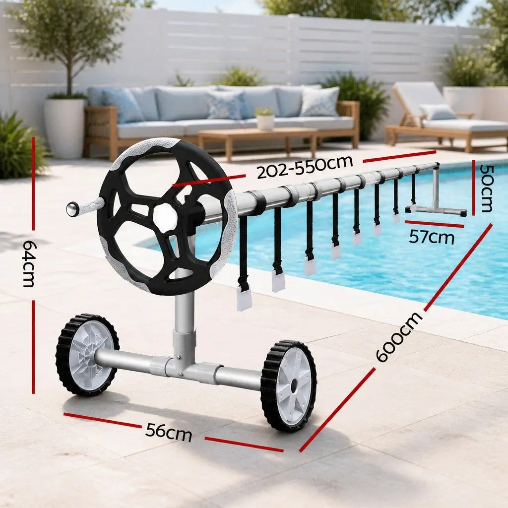 Solar Pool Cover 11m x 4.8m Blue 500 Micron with Adjustable Aluminium Roller System
