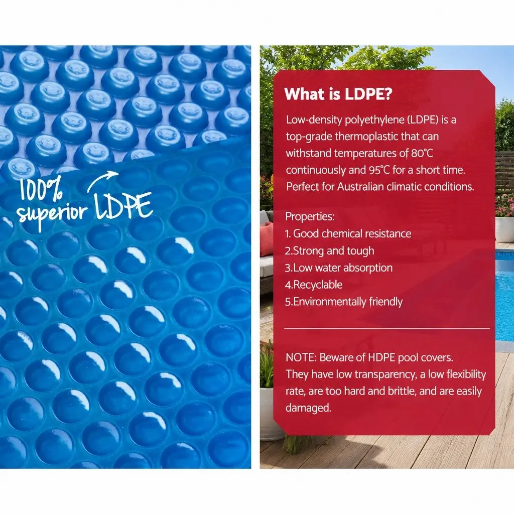 Solar Pool Cover 11m x 4.8m Blue 500 Micron with Adjustable Aluminium Roller System