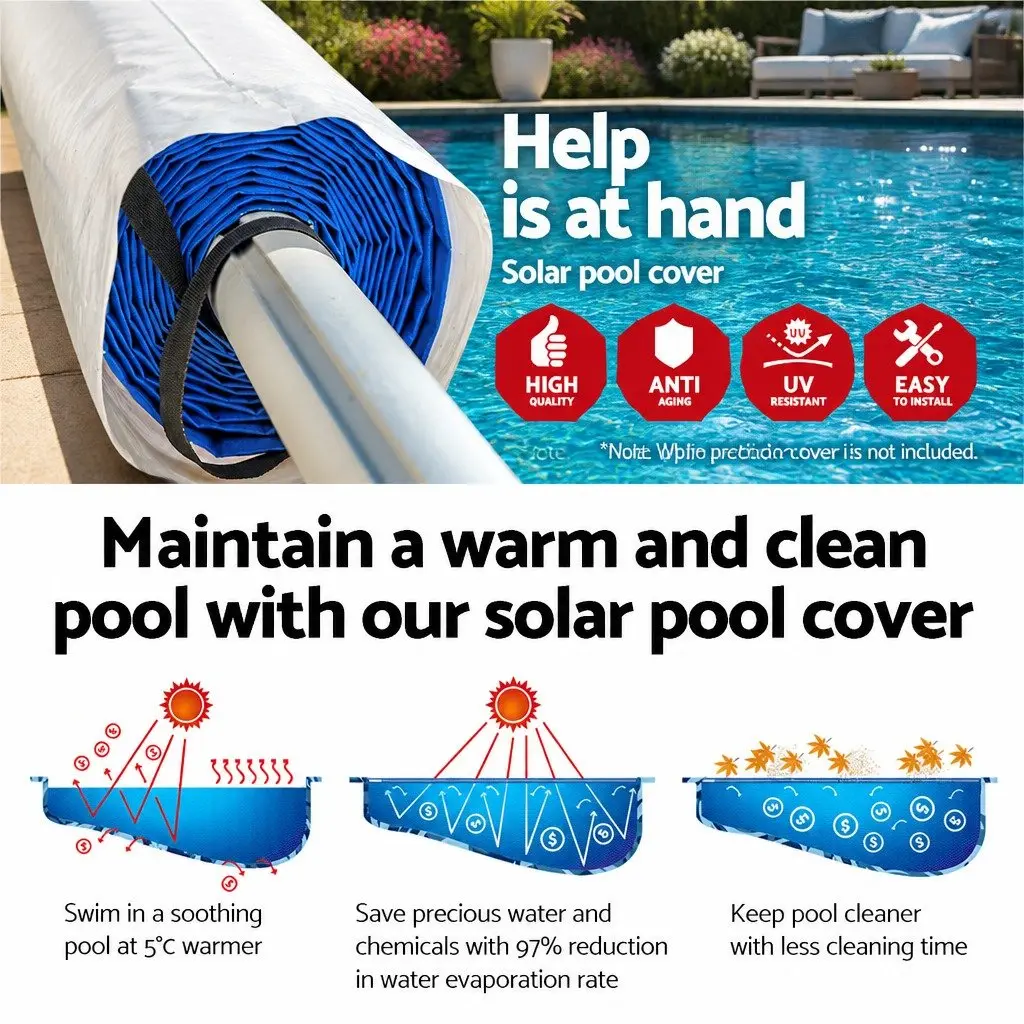 Pool Cover 11x4.8m 500 Micron Blue with Aluminium Roller Adjustable 2.95m to 6m