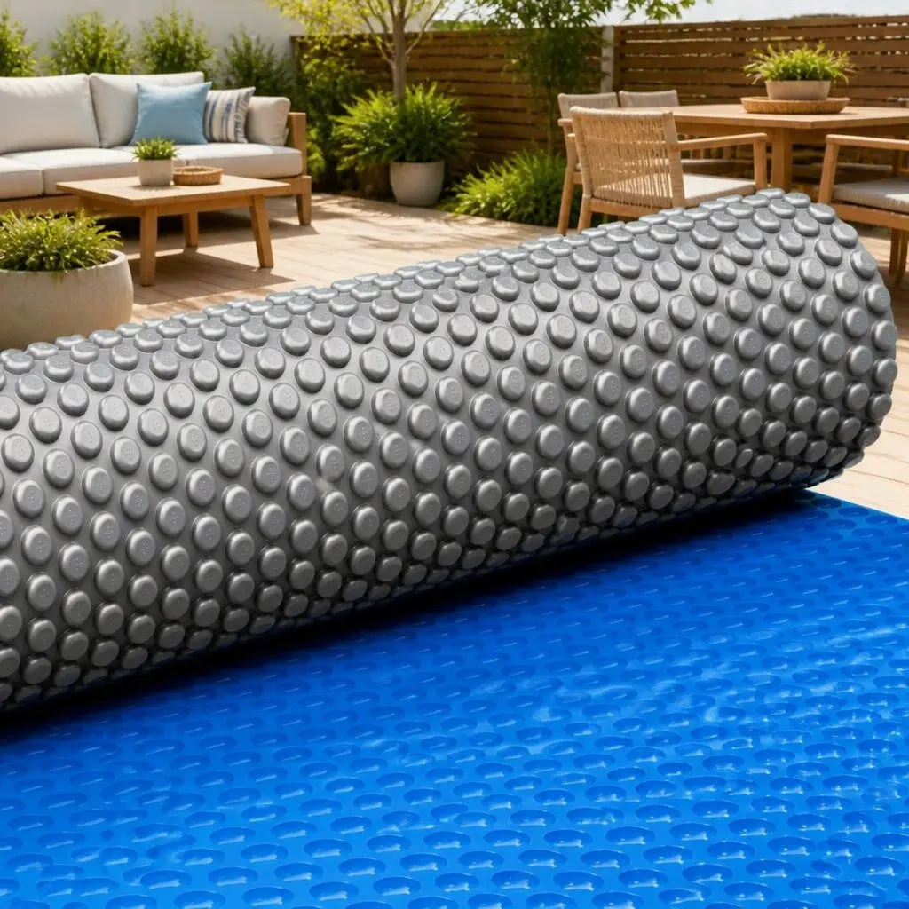 Pool Solar Cover 11x6.2m 600 Micron Bubble Swimming Pool Blanket Blue Silver