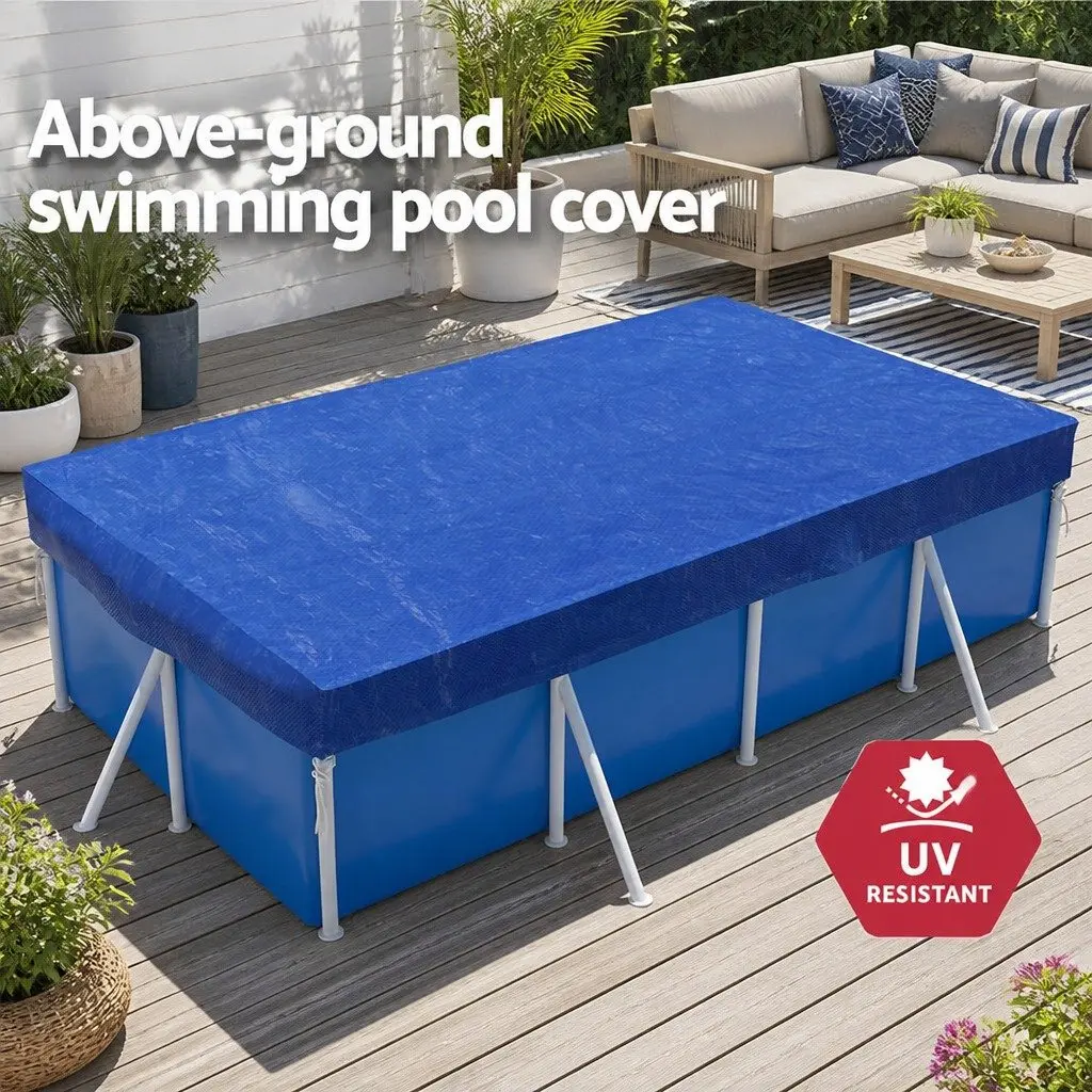 Above-ground Pool Cover 2m x 3m Blue Blanket with Security Ropes Drainage Holes