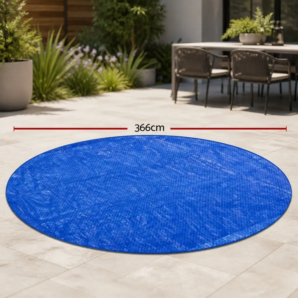 Pool Cover Round Above-Ground Swimming 3.66m Diameter Blue Blanket with Ropes