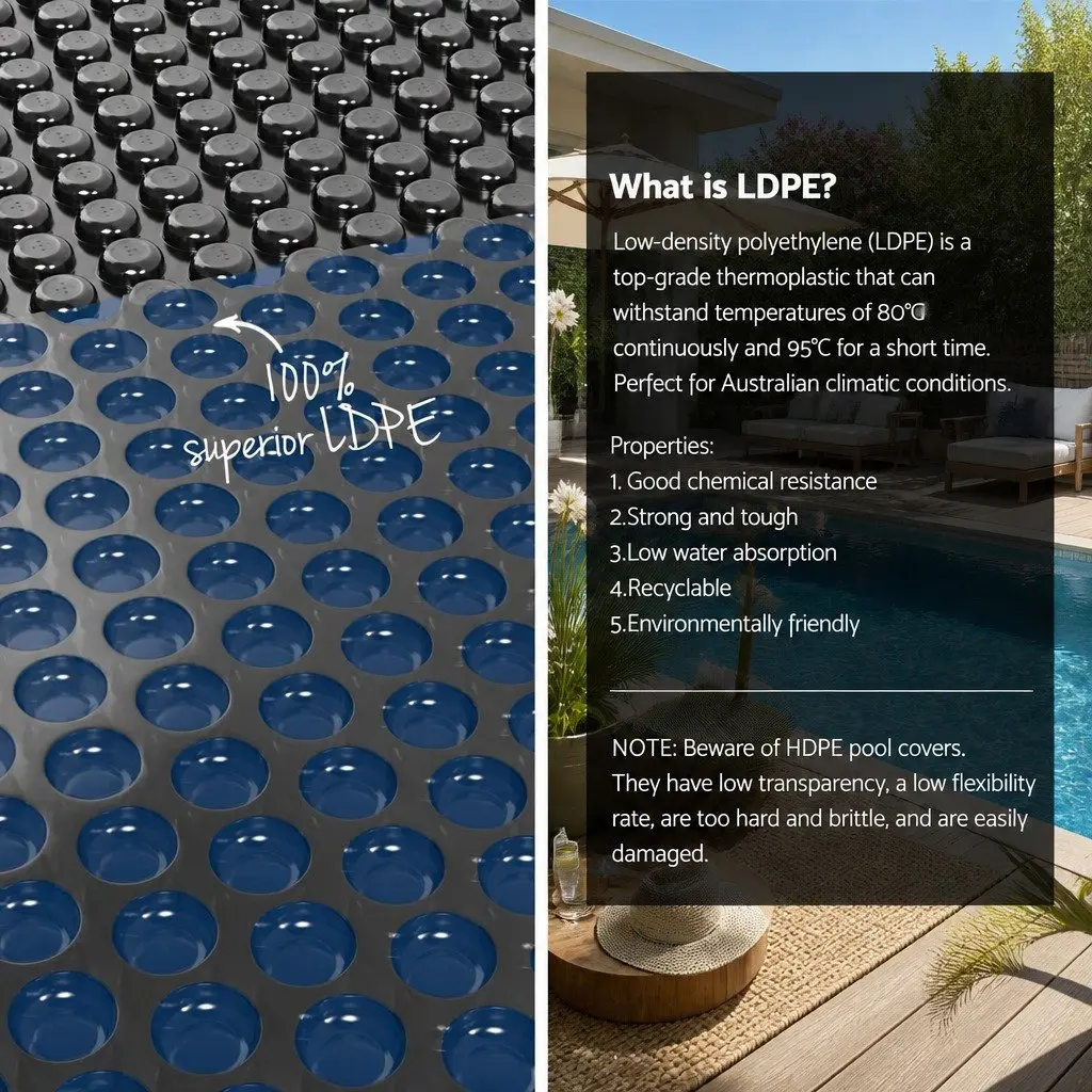 Solar Pool Cover 6.5m x 3m 600 Micron LDPE Black Blue with Adjustable Aluminium Roller 5.55m