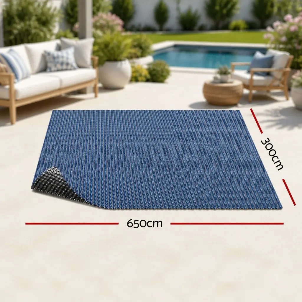 Solar Pool Cover 6.5x3m 600 Micron Bubble Blanket Heated Protection Blue Black