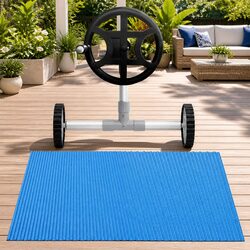 Practical 6.5m x 3m Solar Pool Cover with Roller for Home Use