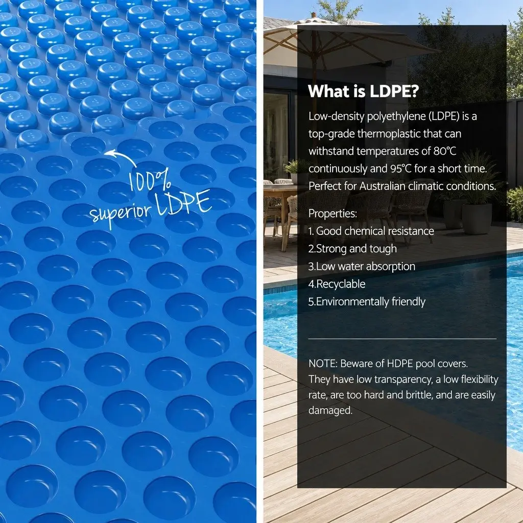 Pool Cover Solar Blanket 6.5m x 3m 600 Micron with Aluminium Roller 5.55m