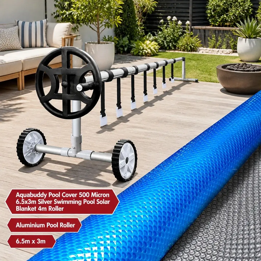 Pool Cover 6.5x3m 500 Micron Solar Blanket with Aluminium Roller Swimming Pool
