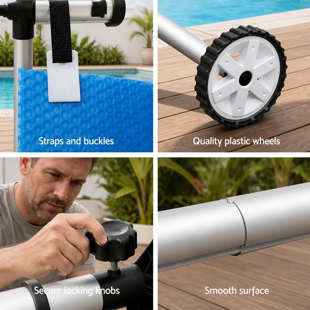 Pool Cover 6.5x3m 500 Micron Solar Blanket Roller Blue Silver Swimming Pool
