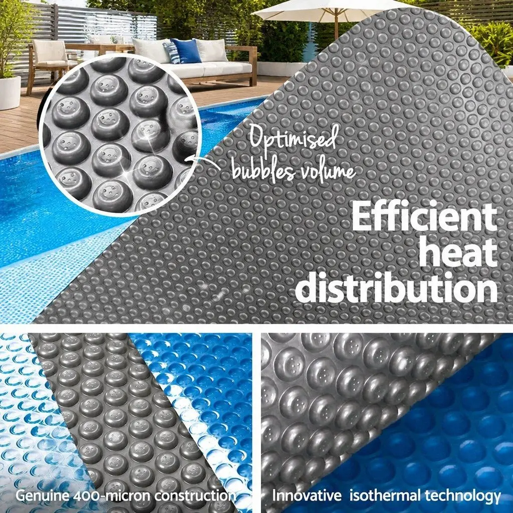 Solar Pool Cover 6.5x3m 500 Micron Bubble Blue Silver Thermal Swimming Pool
