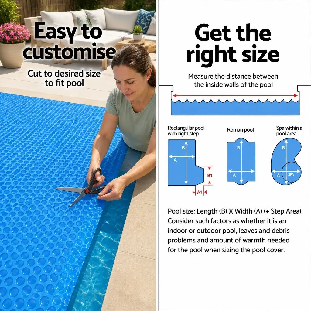 Pool Cover 6.5x3m Solar Blanket 600 Micron Bubble Blue Swimming Pool Protection