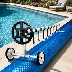 Pool Cover 6.5x3m 400 Micron Solar Blanket with Aluminium Roller 2.1-4.05m