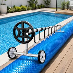 Practical 6.5x3m Pool Cover and Roller for Easy Use
