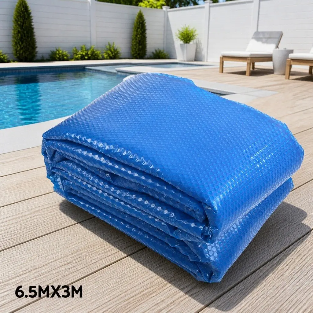 Pool Cover 400 Micron 6.5x3m Blue and Silver with Aluminium Roller 2.1-4.05m