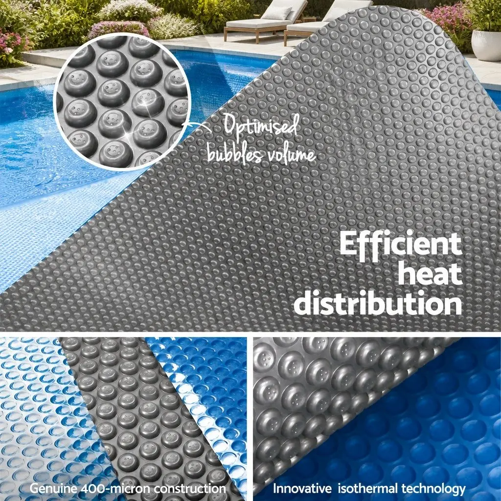 Pool Cover 400 Micron 6.5x3m Blue and Silver with Aluminium Roller 2.1-4.05m