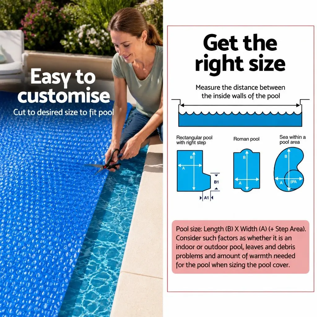 Pool Cover 400 Micron 6.5x3m Blue and Silver with Aluminium Roller 2.1-4.05m