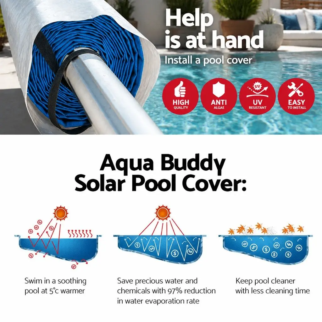 Solar Blanket Pool Cover 6.5m x 3m Blue Silver with Aluminium Roller 400 Micron