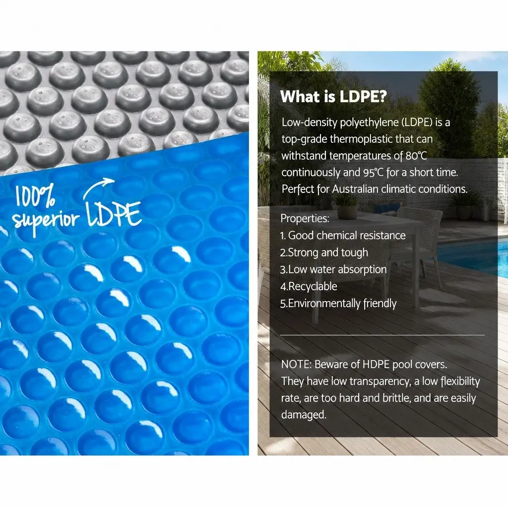 Solar Pool Cover 6.5x3m 400 Micron Bubble Blue Silver Isothermal Swimming