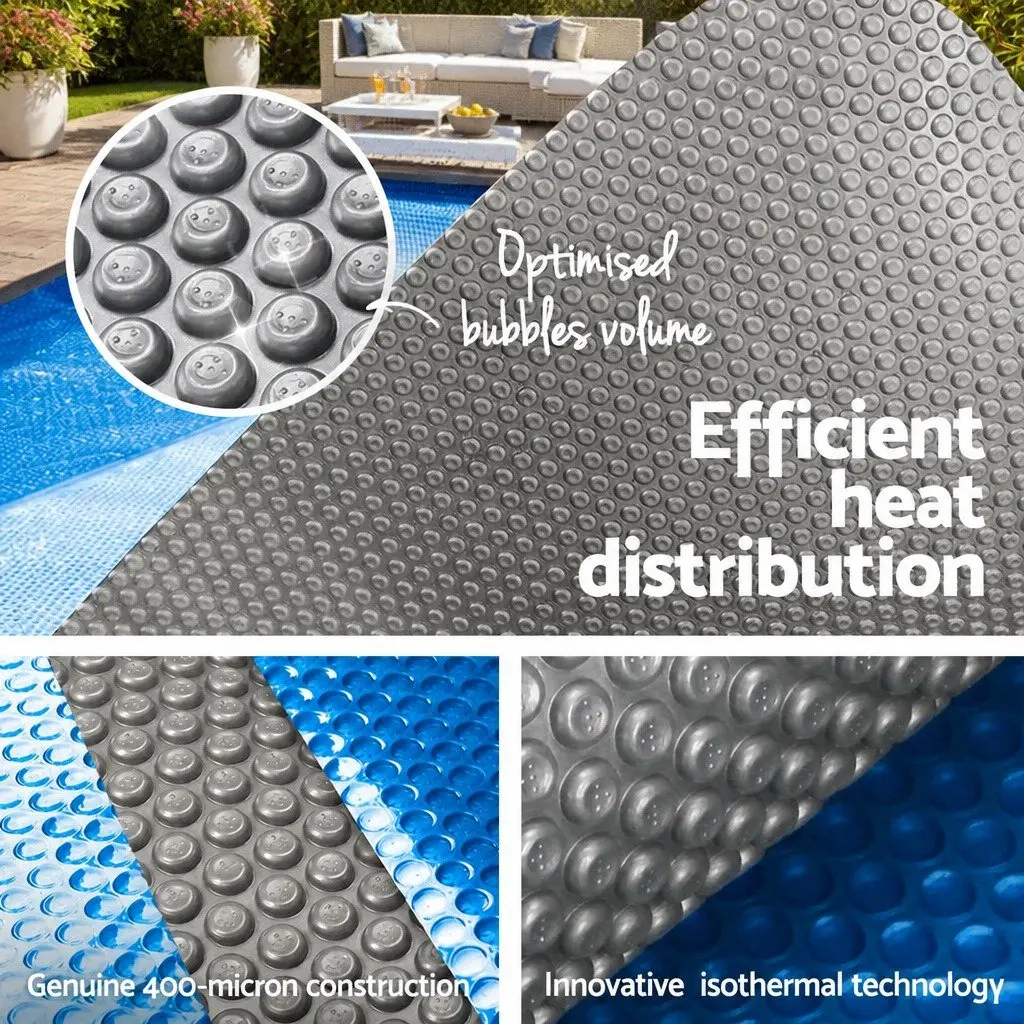 Solar Pool Cover 6.5x3m 400 Micron Bubble Blue Silver Isothermal Swimming