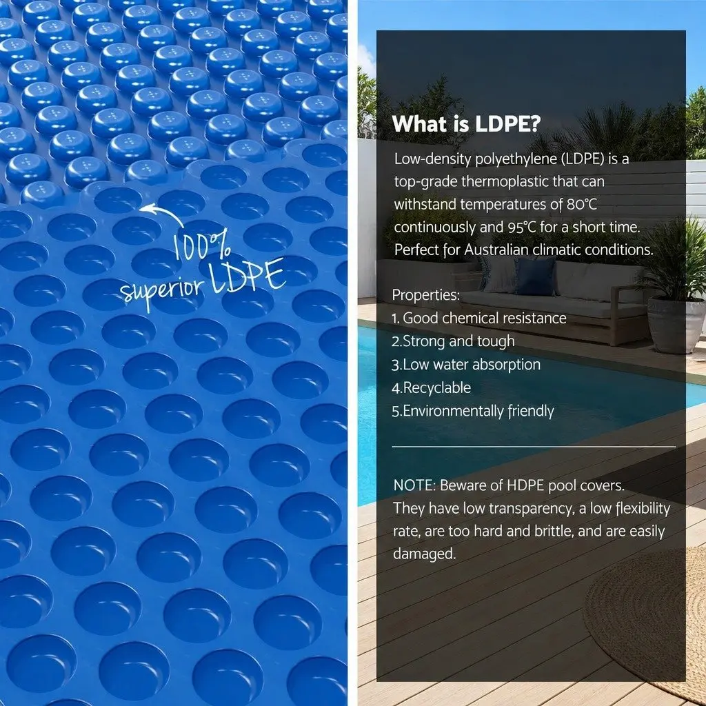 Pool Cover Solar Blanket 600 Micron 7x4m Blue with Aluminium Roller Crank Wheel