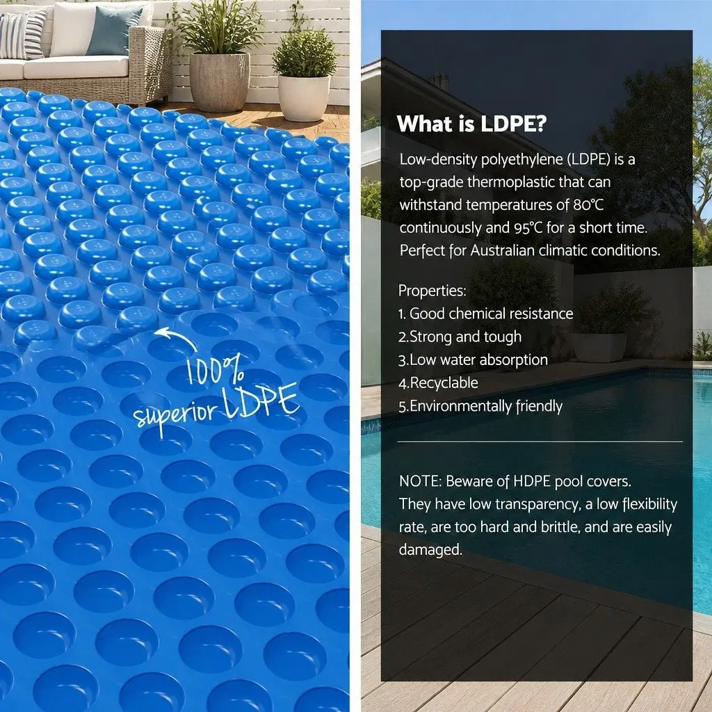Solar Pool Cover 7m x 4m 600 Micron Blue with Aluminium Roller 5.55m Adjustable
