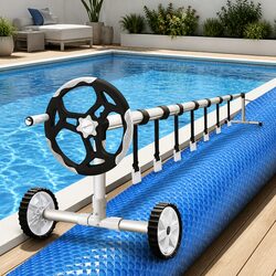Practical 7x4m Solar Cover & Roller for Pool Maintenance