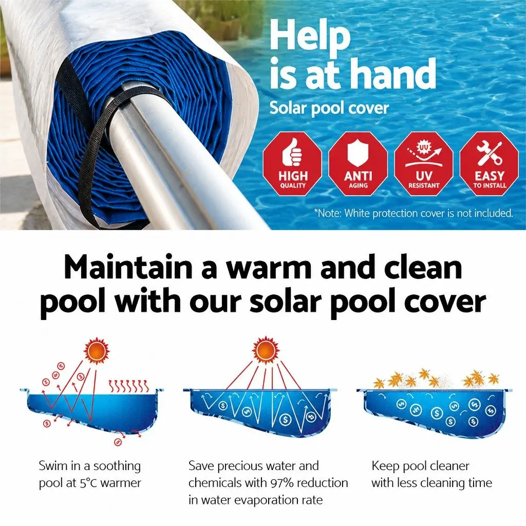 7x4m Solar Cover & Roller for Pool Maintenance