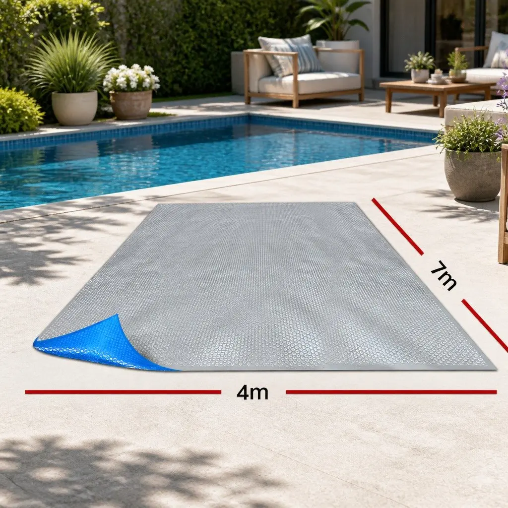 Solar Pool Cover 7x4m 500 Micron Bubble Blue Silver Isothermal Swimming Pool