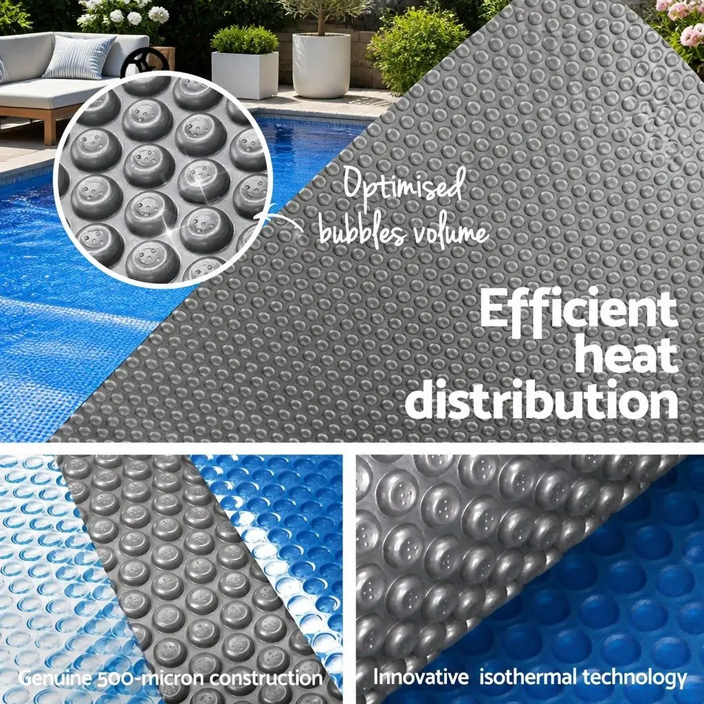 Solar Pool Cover 7x4m 500 Micron Bubble Blue Silver Isothermal Swimming Pool