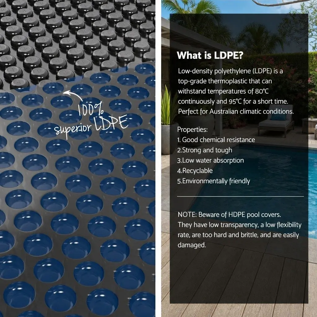 Pool Cover 7x4m Solar Blanket 600 Micron Bubble Heat Retention Blue Black