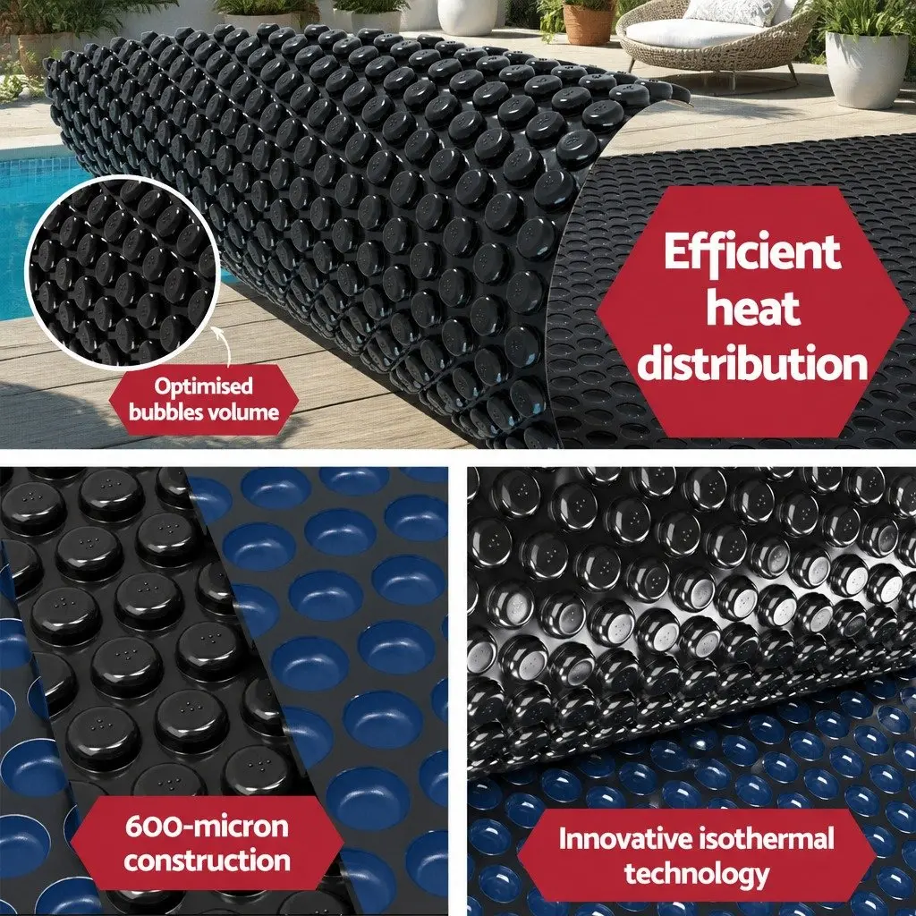 Pool Cover 7x4m Solar Blanket 600 Micron Bubble Heat Retention Blue Black