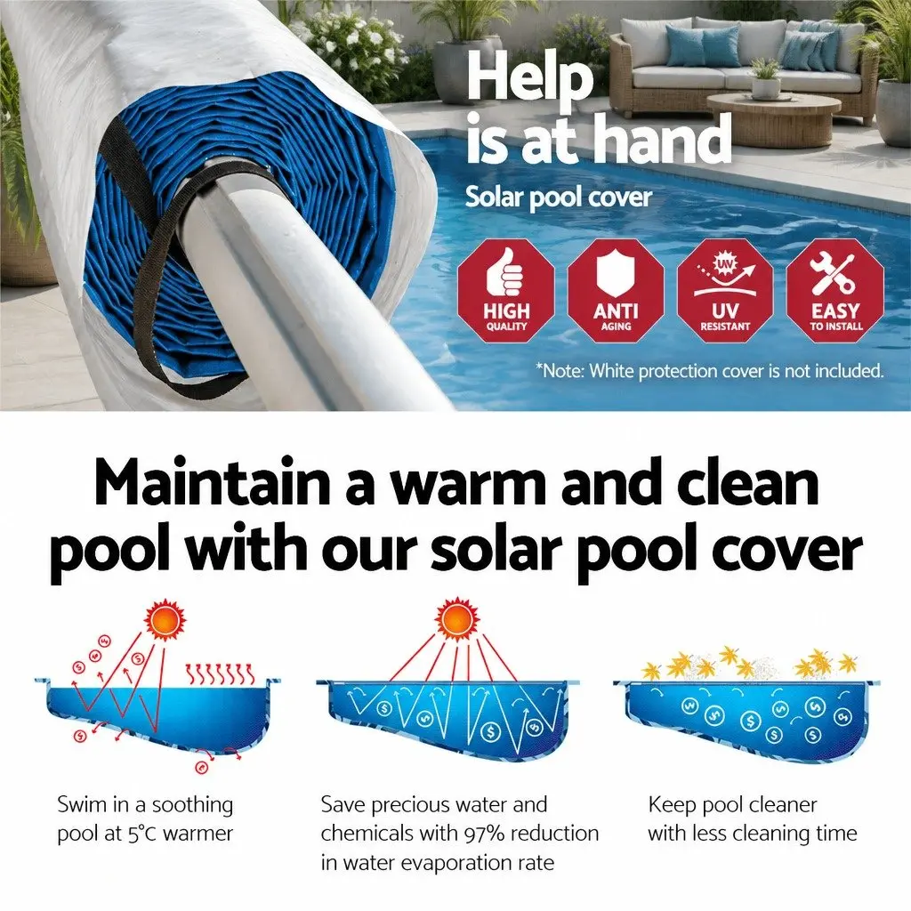 8x4.2m Pool Cover with Solar Blanket for Easy Use
