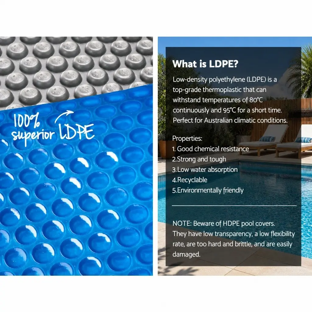 Pool Cover 8m x 4.2m 500 Micron Blue Solar Blanket with Aluminium Roller Kit