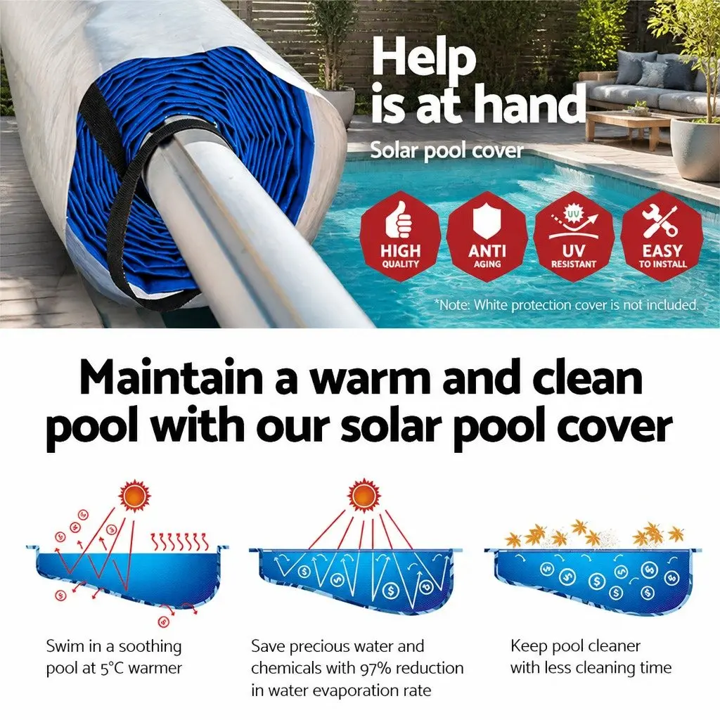 Pool Cover 500 Micron Bubble Surface 8x4.2m Blue Silver with Aluminium Roller