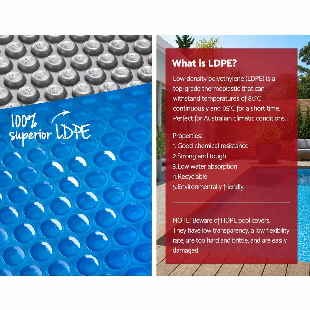 Pool Cover 500 Micron Bubble Surface 8x4.2m Blue Silver with Aluminium Roller