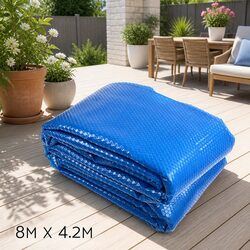 Solar Pool Cover 8x4.2m 500 Micron Swimming Pool Blanket Blue Silver Bubble