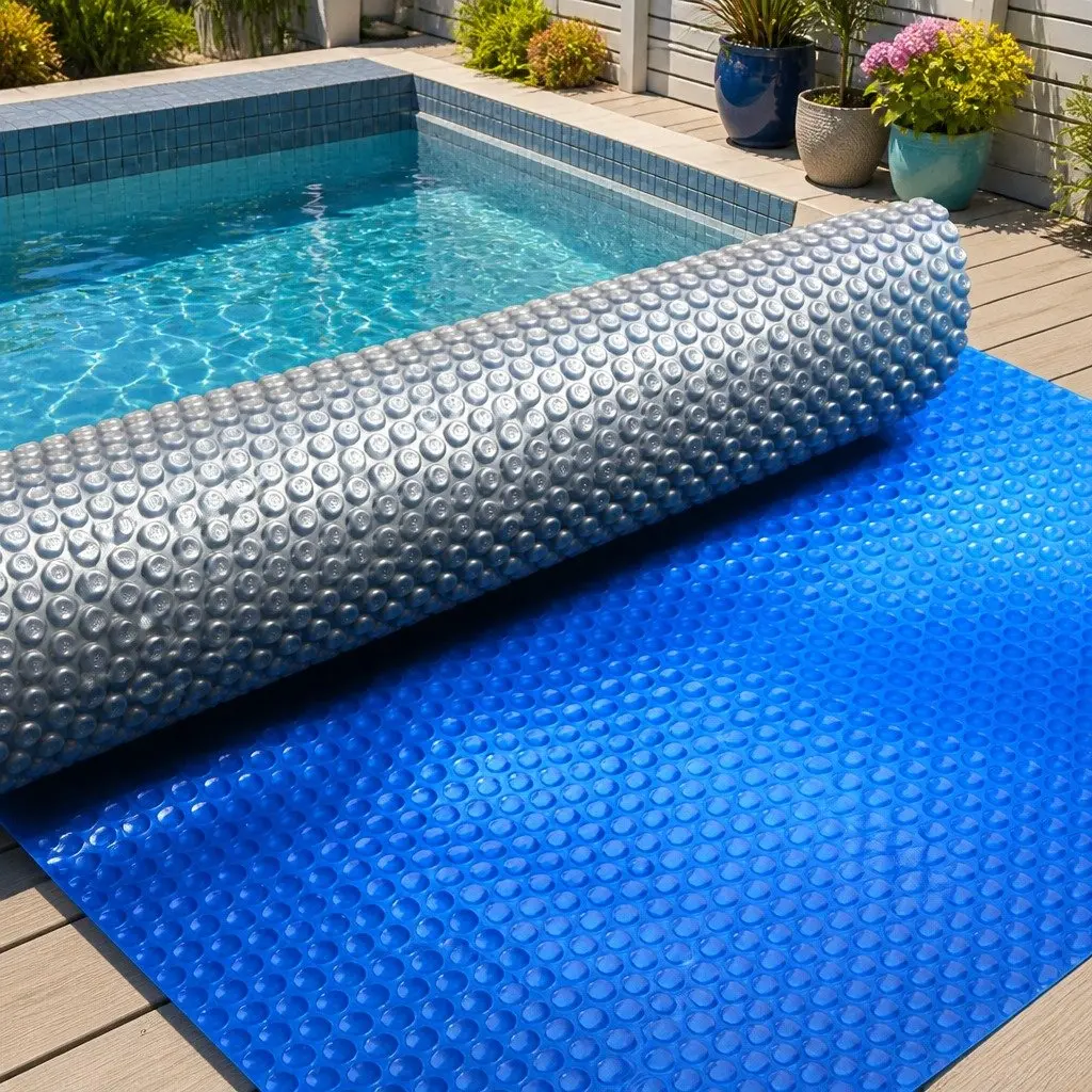 Solar Pool Cover 8x4.2m 500 Micron Swimming Pool Blanket Blue Silver Bubble