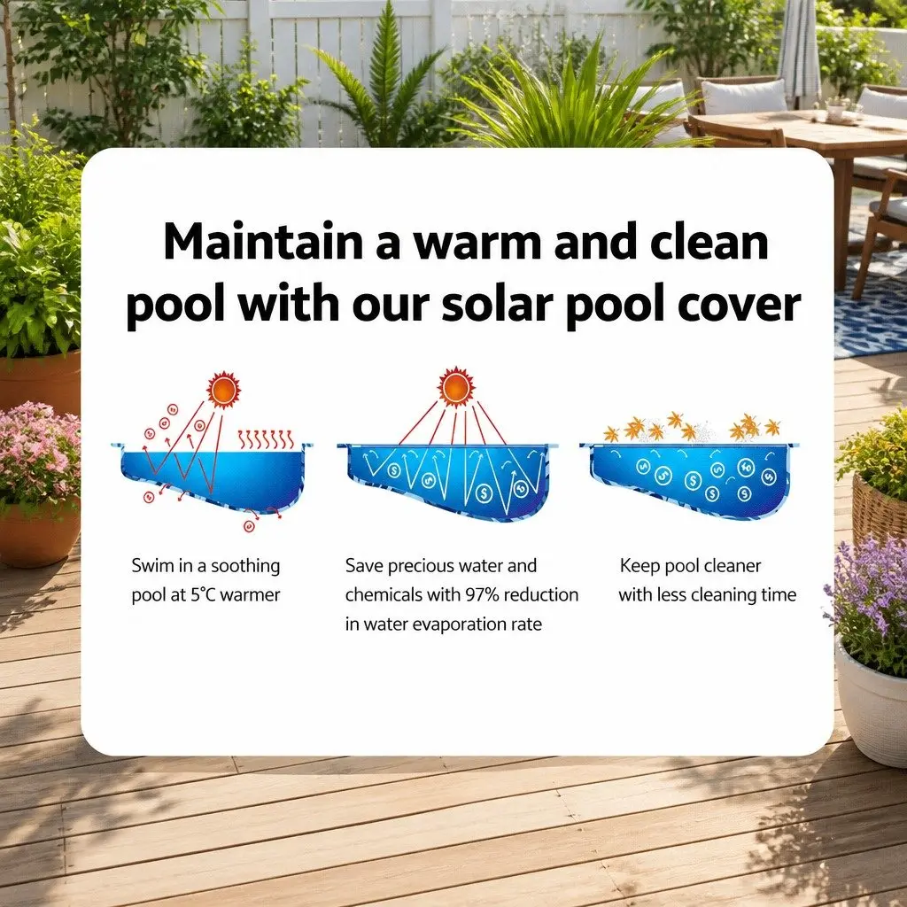 Solar Pool Cover 8x4.2m 500 Micron Swimming Pool Blanket Blue Silver Bubble