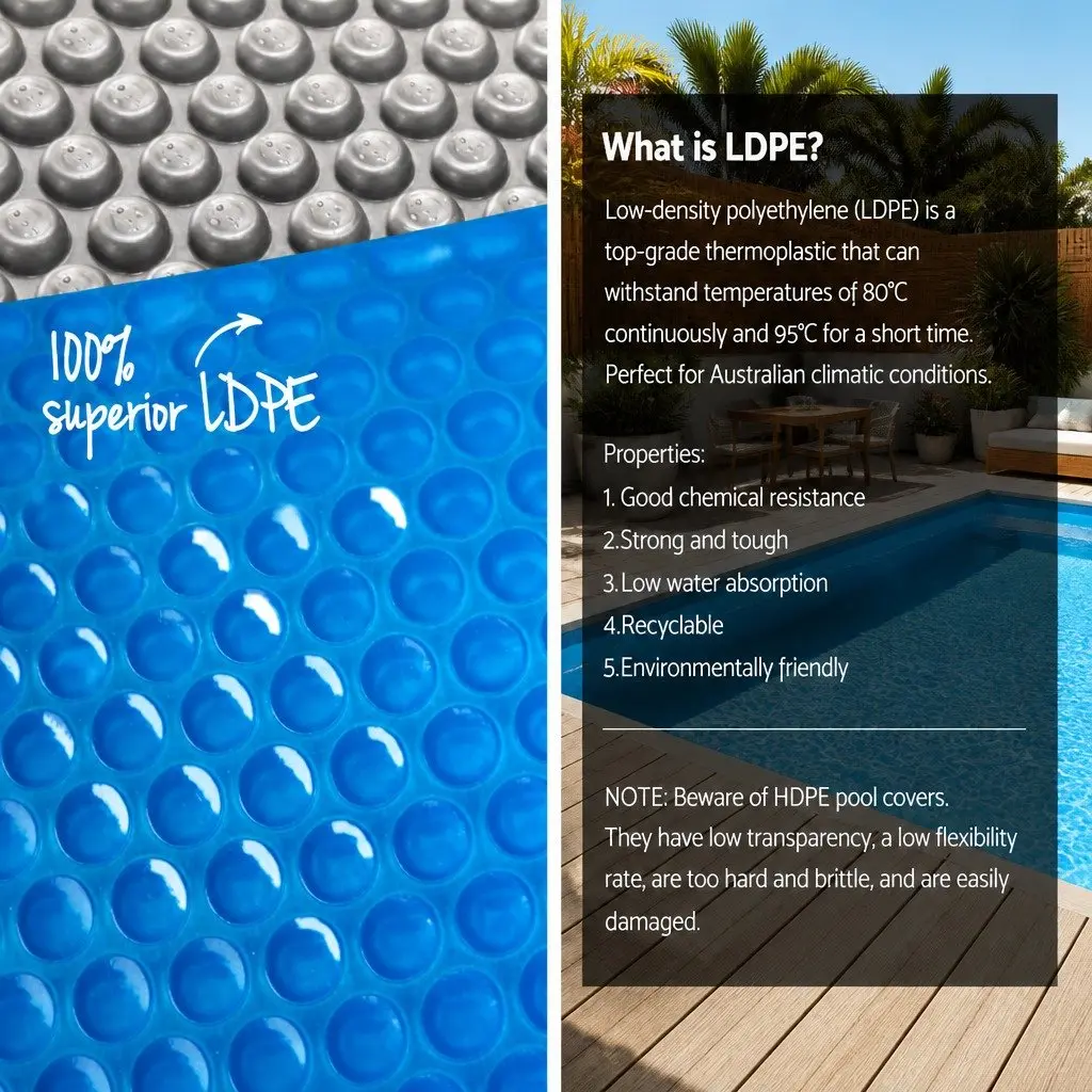 Solar Pool Cover 8x4.2m 500 Micron Swimming Pool Blanket Blue Silver Bubble
