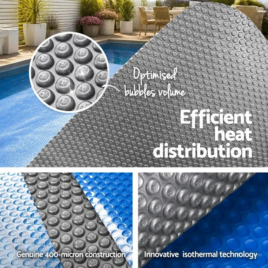 Solar Pool Cover 8x4.2m 500 Micron Swimming Pool Blanket Blue Silver Bubble