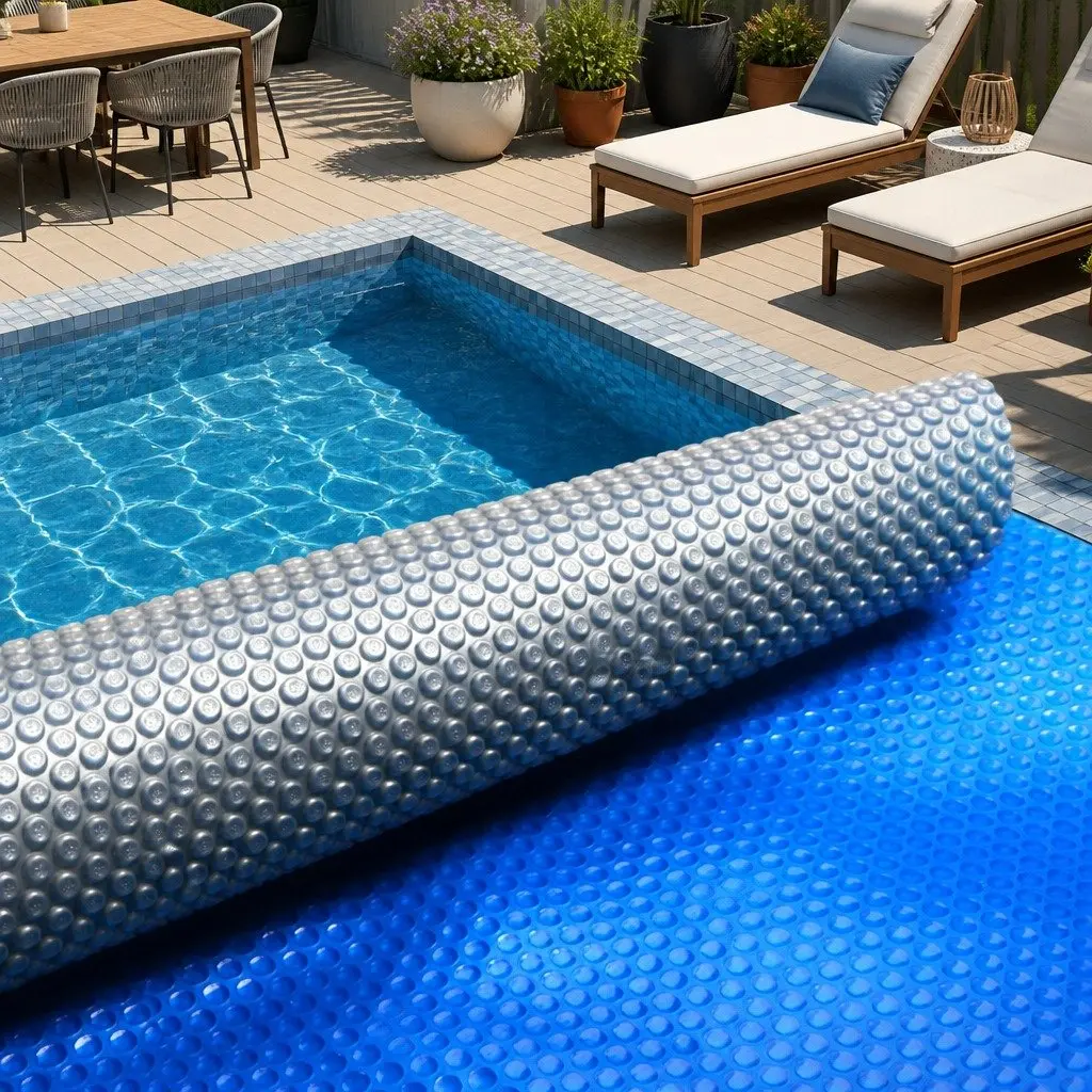 Solar Pool Cover 8x4.2m 500 Micron Swimming Pool Blanket Blue Silver Bubble